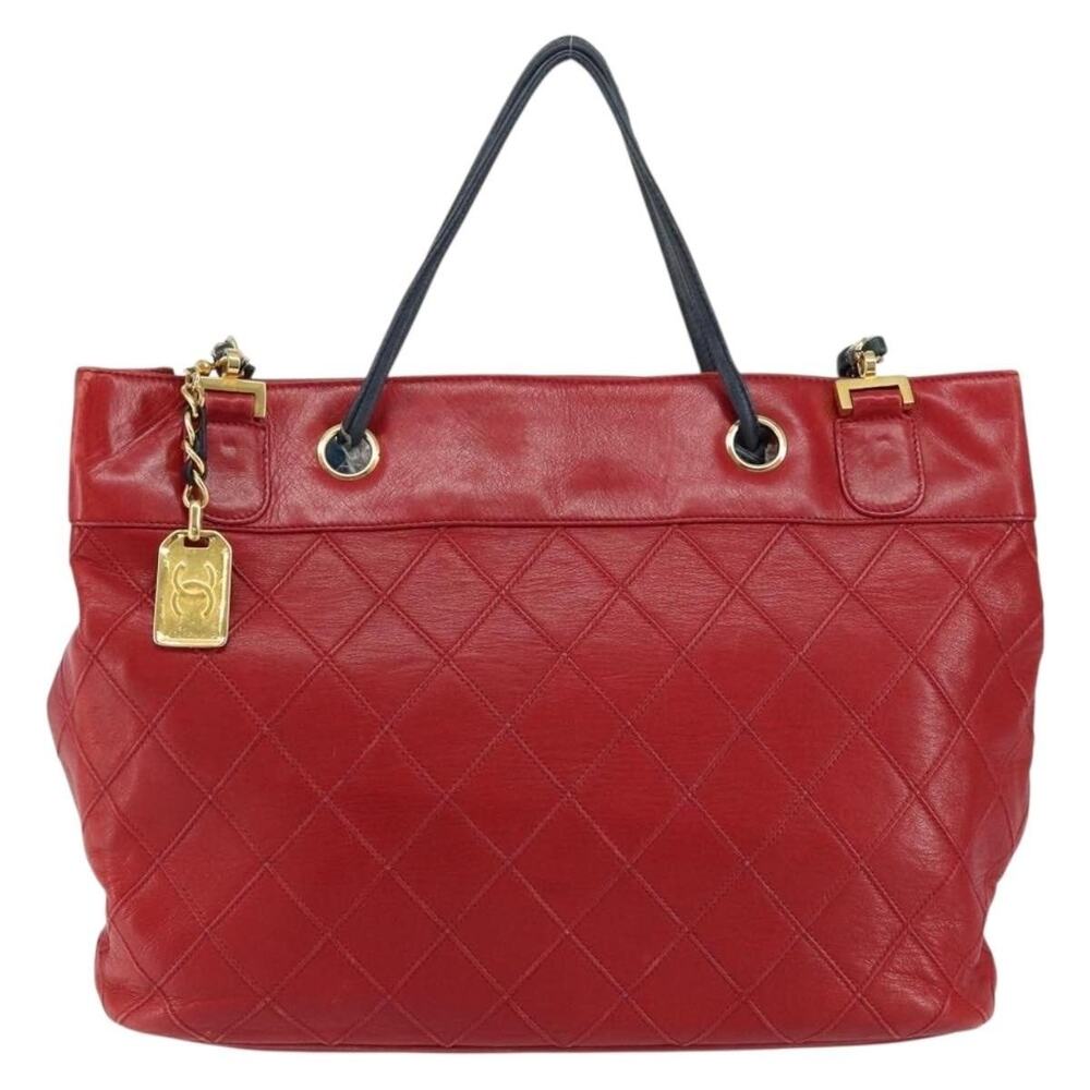 Chanel Lambskin Bicolore Chain Shoulder Bag Red